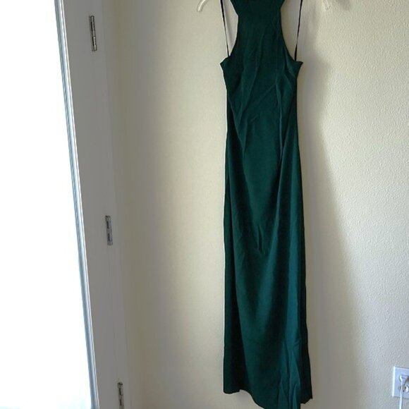 Reformation Dark Green Full Length Halter Dress Sz 4 Evening Formal Holidays - Picture 3 of 16